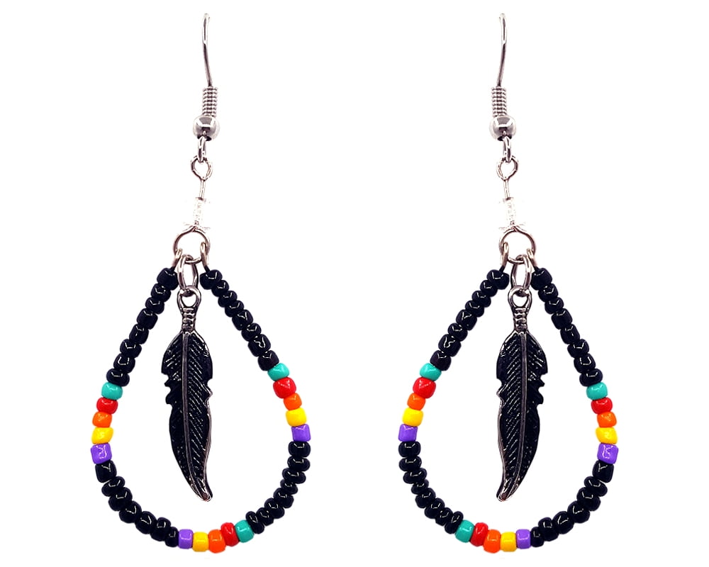 Teardrop Beaded Hoop Earrings Teardrop Beaded Hoop Earrings