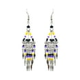 thumbnail image 1 of Native Inspired Triangle Seed Bead Chip Stone Long Beaded Metal Chain Dangle Earrings - Womens Fashion Handmade Jewelry Tribal Accessories, 1 of 3
