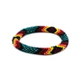thumbnail image 1 of Native Inspired Tribal Fire Diamond Pattern Guatemalan Czech Glass Seed Beaded One Size Fits All Bangle Bracelet - Womens Fashion Handmade Jewelry Boho Accessories, 1 of 3