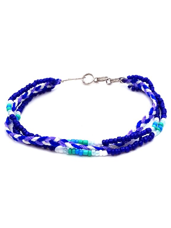 Native Inspired Tribal Seed Beaded Braided Macramé Multi Strand Bracelet - Womens Fashion Handmade Jewelry Boho Accessories