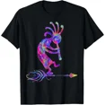 thumbnail image 1 of Native Kokopelli Feather Retro Tribal Style Cultural Art Unisex T-Shirt, up to size 5XL, 1 of 2