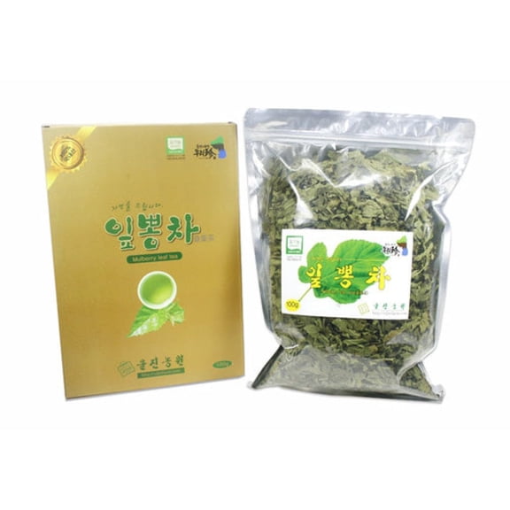 Native Korean Mulberry Leaf Tea 100g (3.53oz), Loose Leaf Herbal Tea, Traditional Korean Tea, Frost Harvested Dried Mulberry Leaves, Hot or Cold Brew Tea, Gift Ready Package