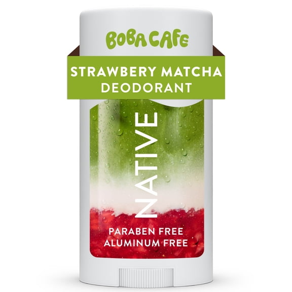 Native Aluminum Free Deodorant, Limited Edition Strawberry Matcha, 72 Hour Odor Protection, for Women and Men, Boba Café, 2.65oz