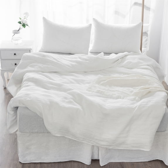 Native Linum Linen Bedding Set California King Size 4 Pc Soft White - California King