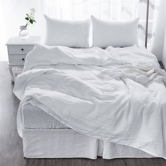Native Linum Linen Bedding Set California King Size 4 Pc White - California King
