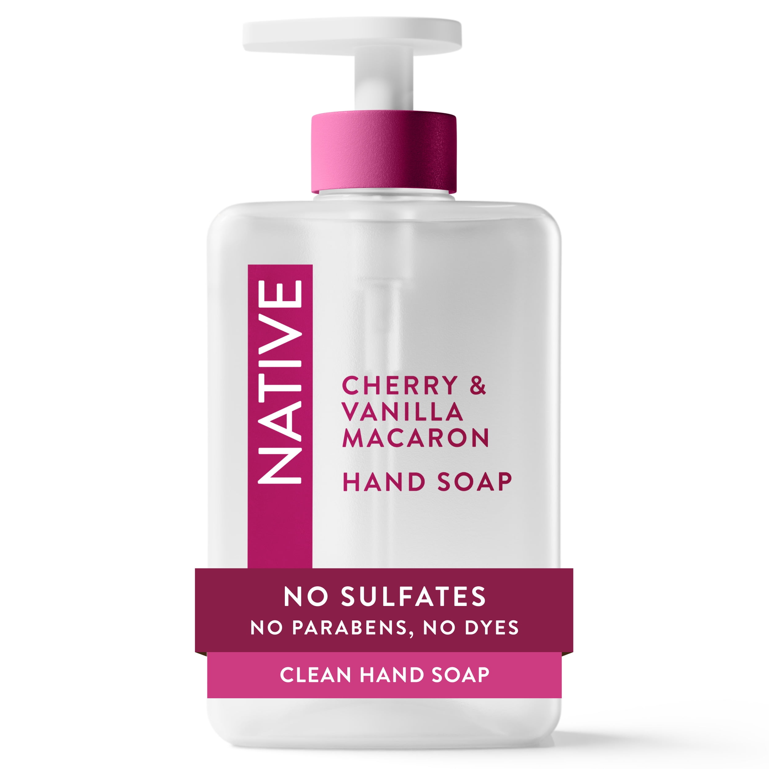 Native Liquid Hand Soap, Cherry & Vanilla Macaron, Non-drying, Naturally Derived Cleansers, Sulfate Free, 13 fl oz