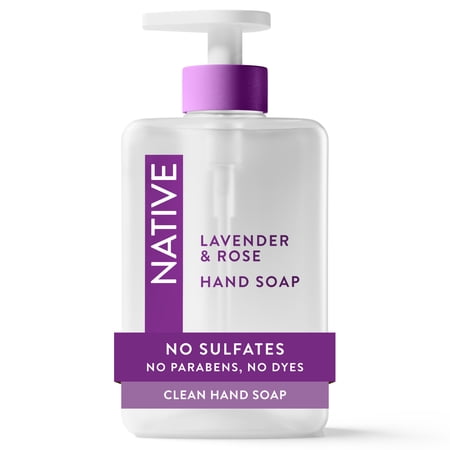 Native Liquid Hand Soap, Lavender & Rose, Non-drying, Naturally Derived Cleansers, Sulfate Free, 13 fl oz