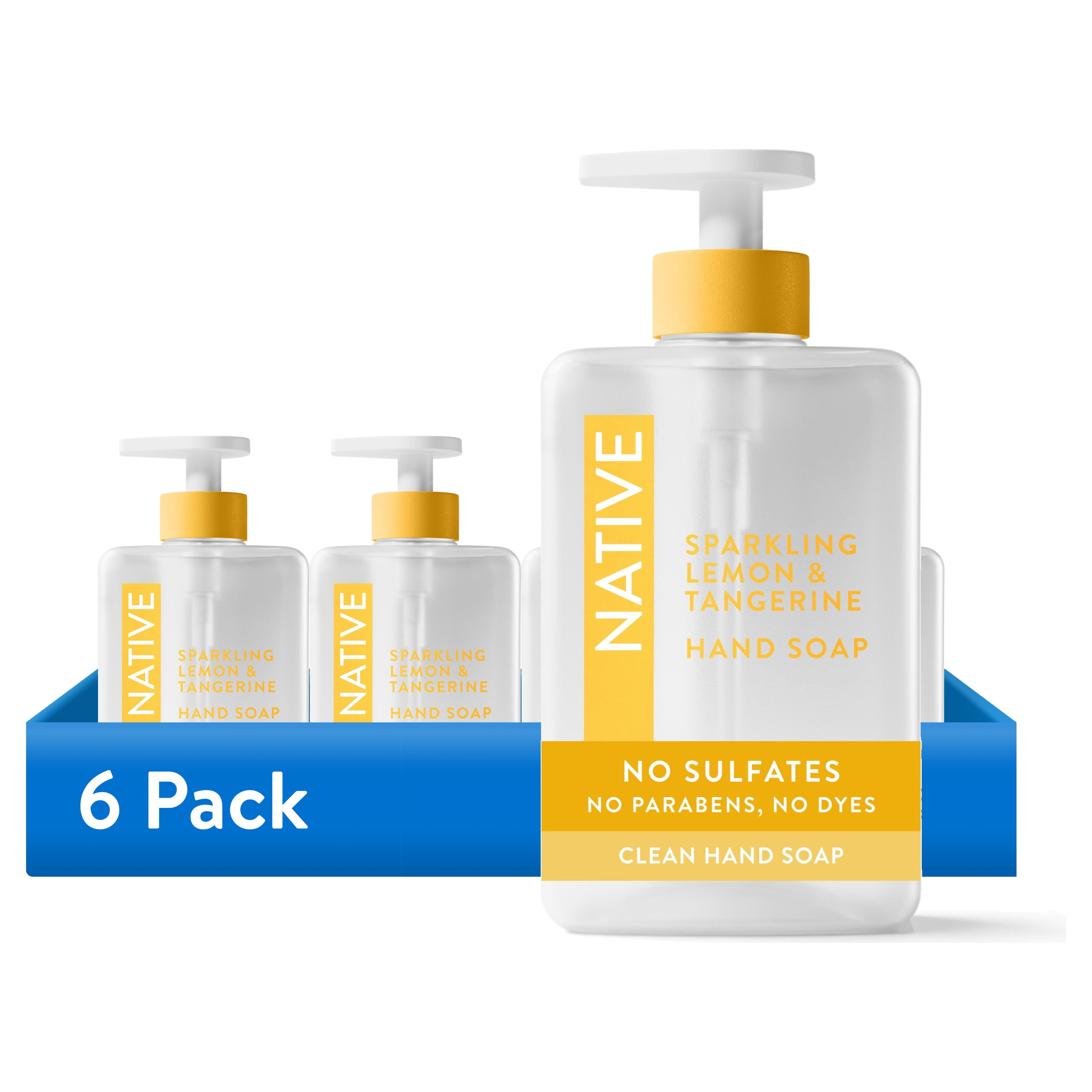 (6 pack) Native Liquid Hand Soap, Sulfate Free, Sparkling Lemon & Tangerine, 13 fl oz