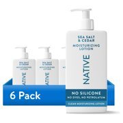 (6 pack) Native Moisturizing Body Lotion, Dermatologist Tested for Sensitive Skin, for Women & Men, Sea Salt & Cedar, 16.5 fl oz