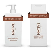 Native Moisturizing Shampoo & Body Wash Set, Coconut & Vanilla, Sulfate & Paraben Free, 16.5 oz