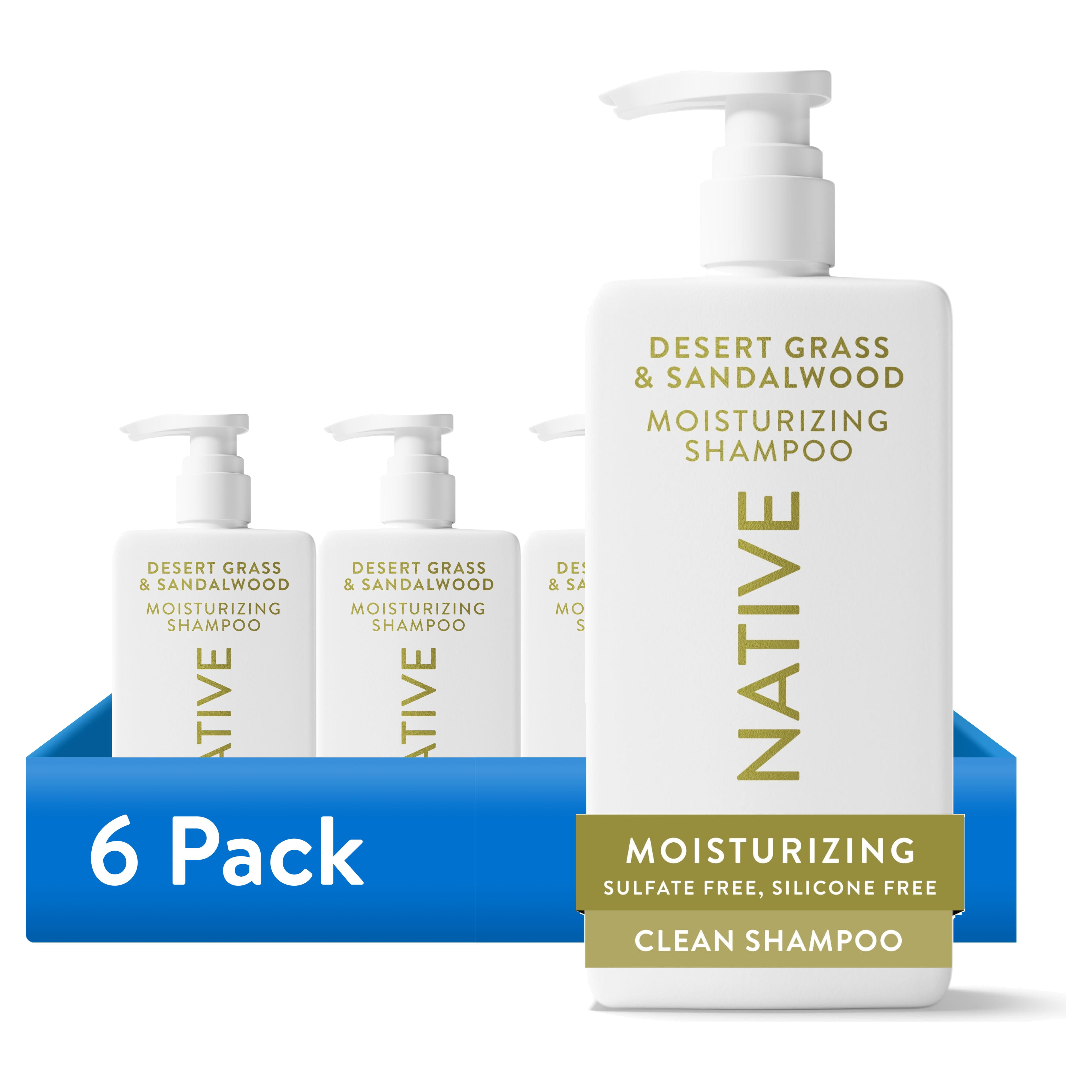 (6 pack) Native Moisturizing Shampoo Desert Grass and Sandalwood 16.5 fl oz
