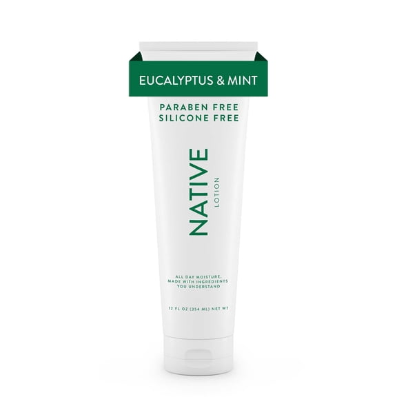 Native Natural Hand and Body Lotion, Eucalyptus & Mint, Paraben Free, Silicone Free 12 oz