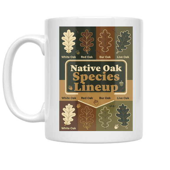 Native Oak Species Lineup - Nature Lover - 11 oz Ceramic Coffee Mug