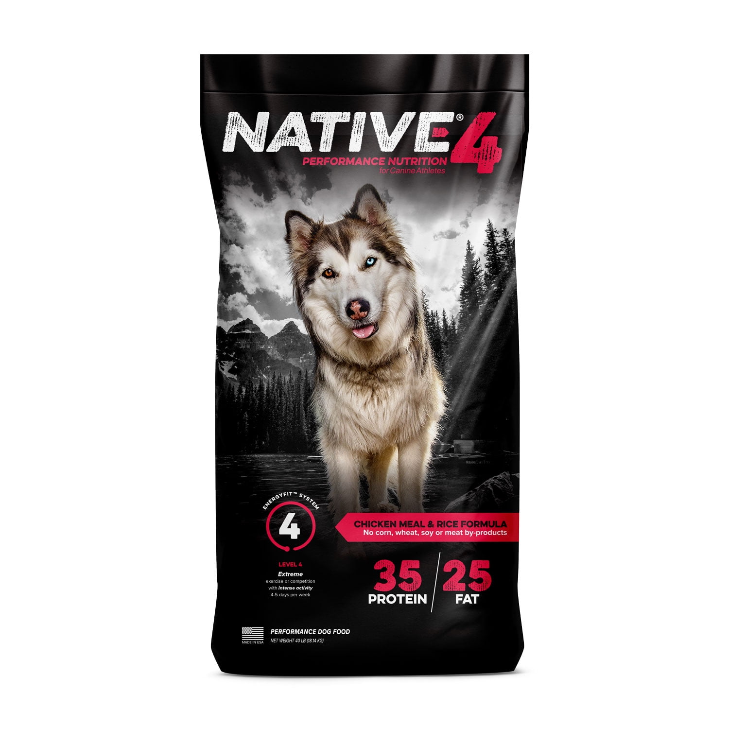 Native Performance High Quality Chicken Rice Dog Food Maintain Weight No Preservatives 40lb Bag Walmart