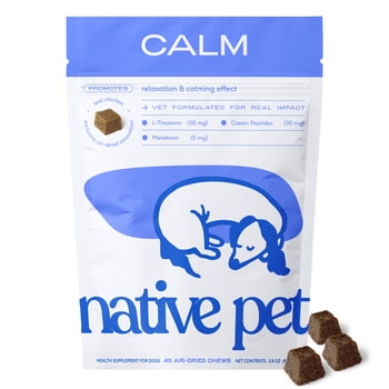 Native Pet Calm Chews Supplement for Dogs, Promotes Calming Effect & Reduced Hyperactivity, 45-Count Pack