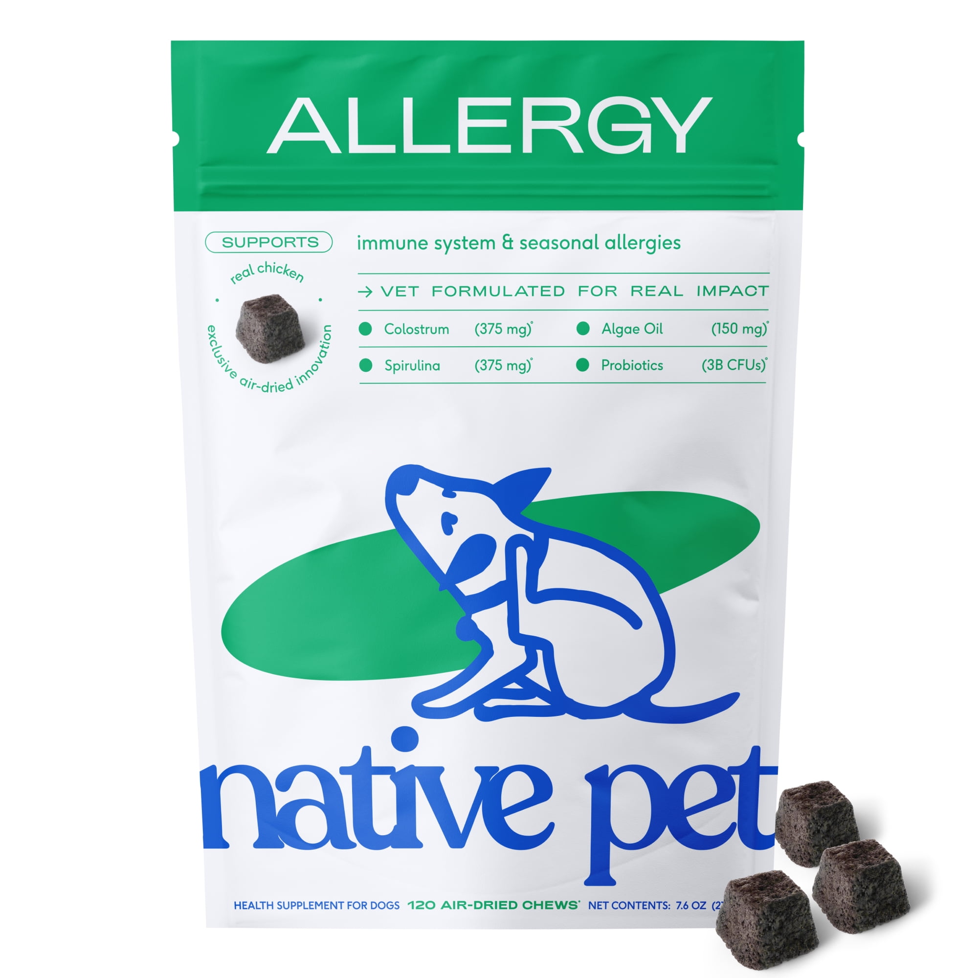 Native Pet Dog Allergy Chews Supplement for Immune Support & Allergy Relief, 120ct