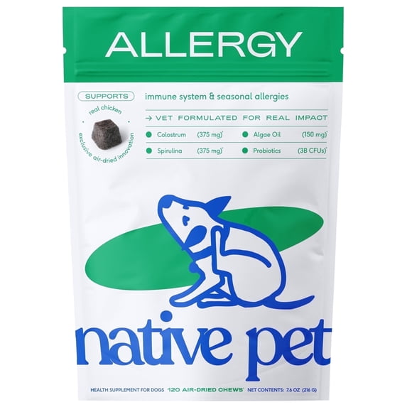Native Pet Dog Allergy Chews Supplement for Immune Support & Allergy Relief, 120ct