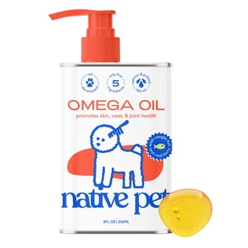 Native Pet Omega 3 Fish Oil for Dogs for Skin and Coat Health with Wild Alaskan Salmon Oil, 8oz