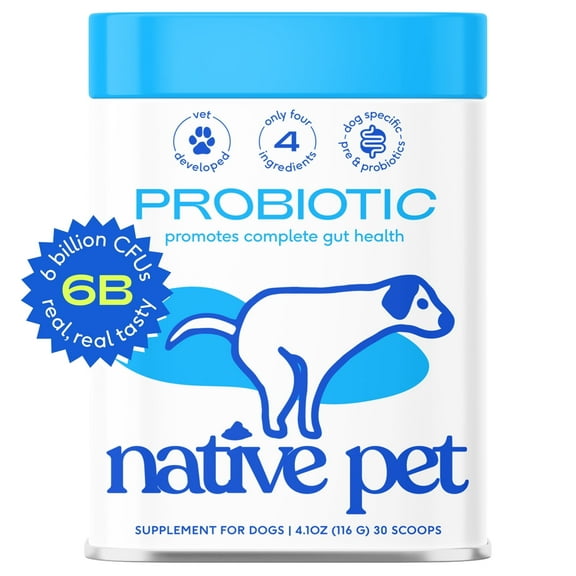 Native Pet Probiotics for Dogs Supplement for Gut Health & Digestive Support, 4.1 oz, 30 Scoops