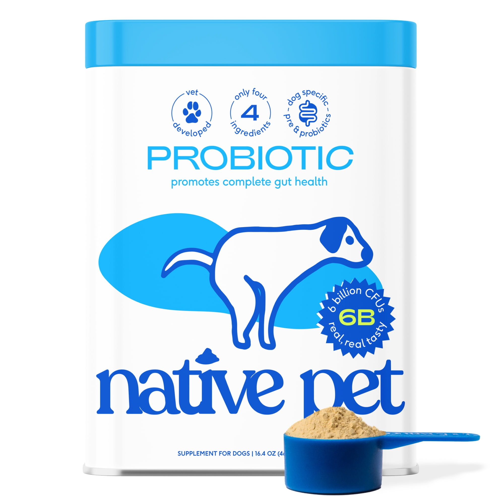 Native Pet Probiotic for Dogs, Gut Health + Prebiotic Fiber & Bone Broth, 16.4 oz