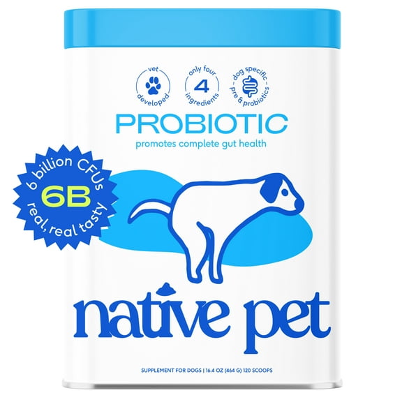 Native Pet Probiotics for Dogs Supplement for Gut Health & Digestive Support, 16.4 oz, 120 Scoops