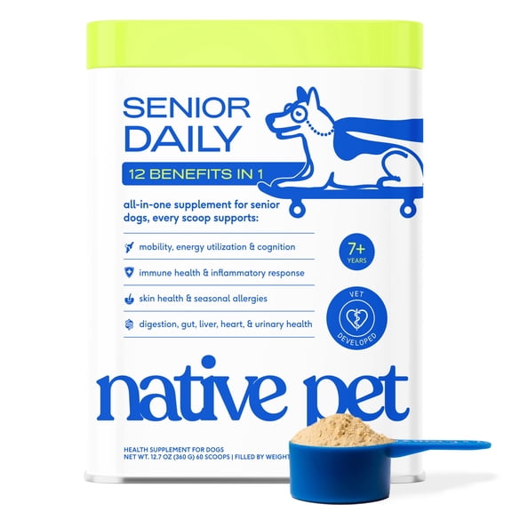Native Pet Senior Daily Powder 12-in-1 Supplement for Senior Dogs, 12.7-oz