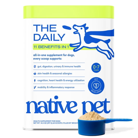 Native Pet The Daily Multivitamin for Dogs, All-in-One Supplement for Hip & Joint, Skin & Coat, and Digestive Health, 14oz