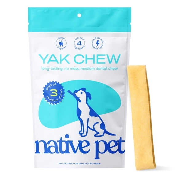 Native Pet Himalayan Yak Chews for Dogs, Long-Lasting Dental Chew, Medium 3ct