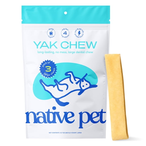 Native Pet Yak Dental Chews Himalayan Cheese Dog Treats for Dogs, Large 3ct