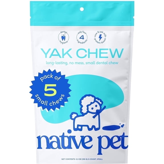 Native Pet Yak Dental Chews Himalayan Cheese Dog Treats for Dogs, Small 5ct
