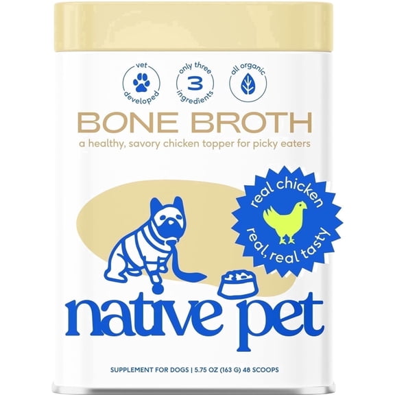 Native Pet Organic Chicken Broth, Bone Broth Protein Powder Topper for Dogs & Cats, 5.75oz