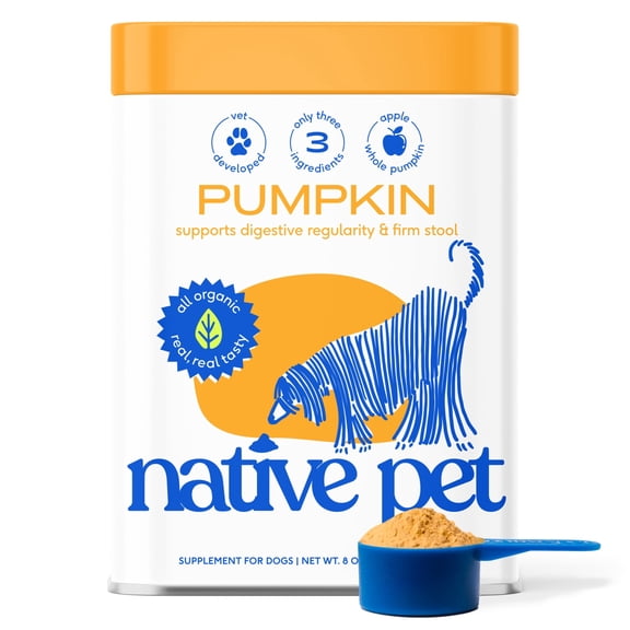 Native Pet Organic Pumpkin for Dogs, Fiber for Digestion & Firm Stools, 8 oz