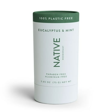 Native Plastic Free Deodorant, Eucalyptus & Mint, Aluminum Free, for Women and Men, 2.65 oz