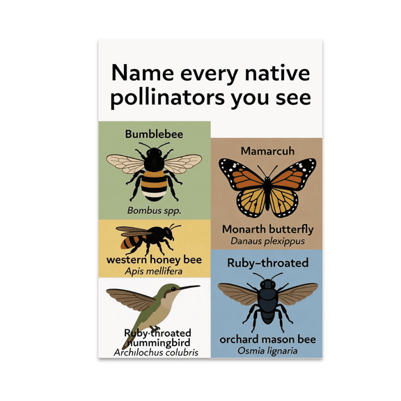 Native Pollinator Field Guide Art - Nature Enthusiast - 13x19 Poster Print