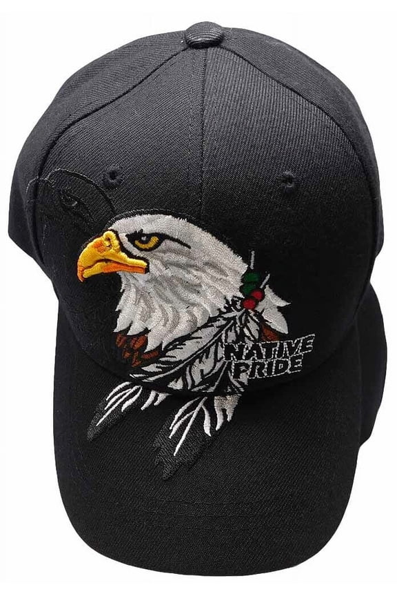 Native Pride Bald Eagle Black Embroidered Cap Hat