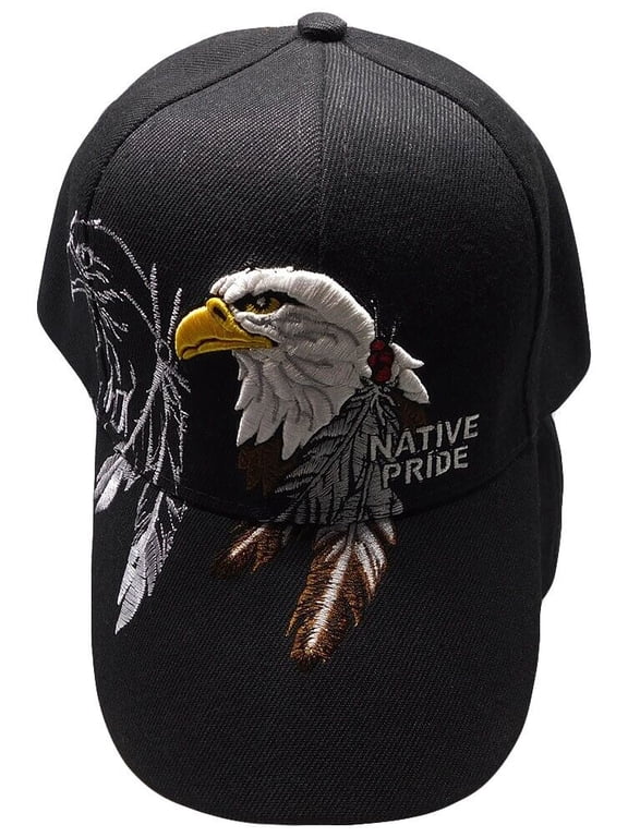 Native Pride Bald Eagle Black Embroidered Cap Hat
