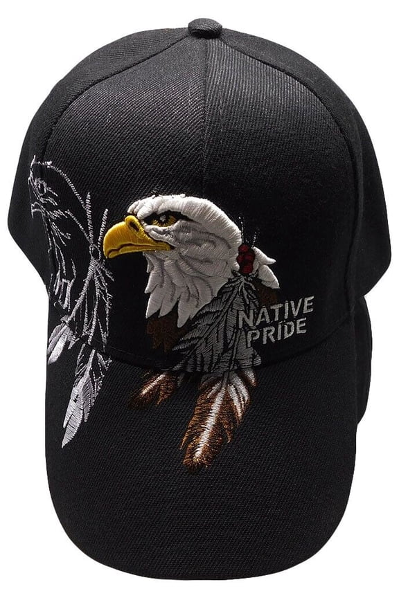 Native Pride Bald Eagle Black Embroidered Cap Hat