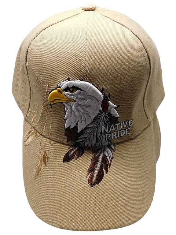 Native Pride Bald Eagle Khaki Embroidered Cap Hat