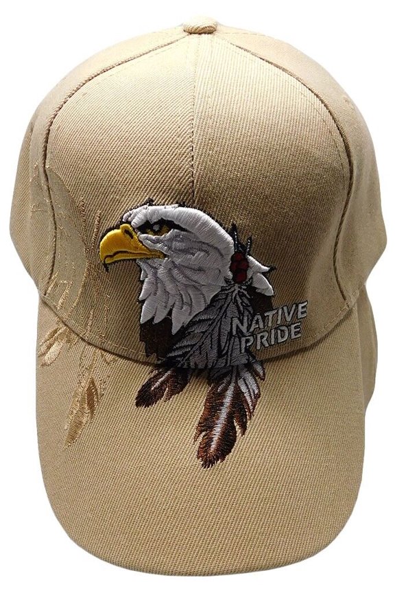 Native Pride Bald Eagle Khaki Embroidered Cap Hat