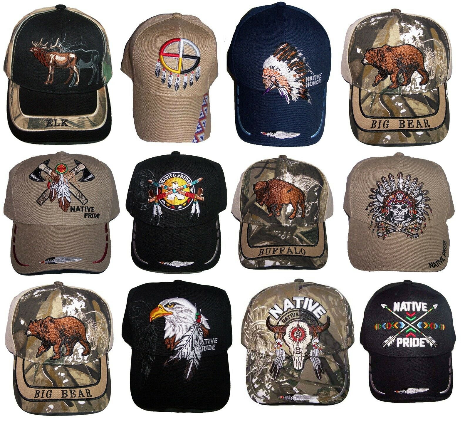 Native Pride Hat NEW 1997 Big Bear Black Yellow White Embroiderd Eagle Cap Native Pride Hats - Etsy main image 3