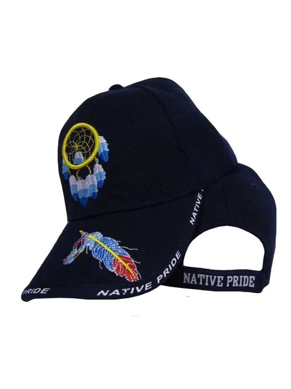 Native Pride Dream Catcher Feather Blue Embroidered Ball Cap Hat (RAM)