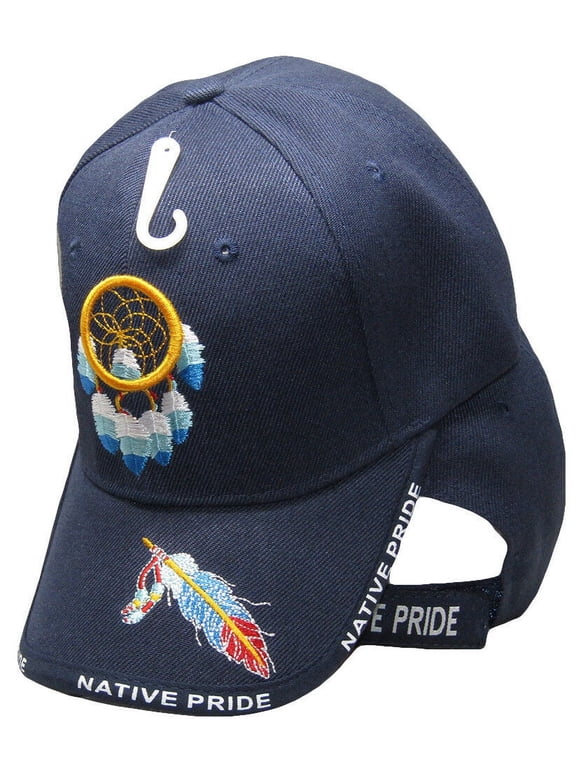 Native Pride Dream Catcher Feather Shadow Navy Blue Embroidered Cap Hat