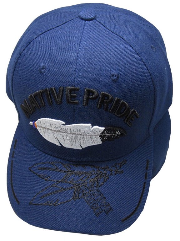 Native Pride Feather Black Shadow Navy Blue Embroidered Baseball Hat Cap