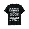 thumbnail image 1 of Native Pride Men's Indigenous Native American Graphic T-Shirt - Bold "Trust Government Ask Native American" Slogan & Feather Design, 100% Cotton 180g Breathable Fabric, Loose Fit Round, 1 of 6