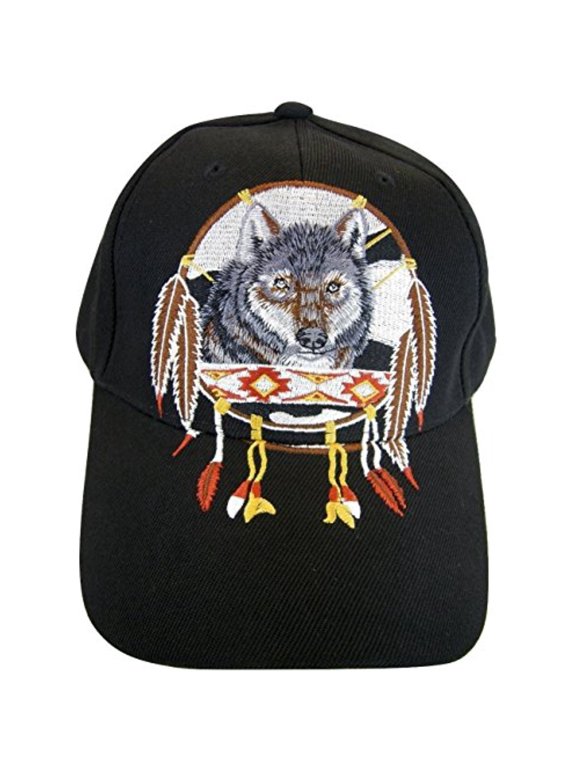 Native Pride Wolf Men's Adjustable Baseball Cap (S1-Black)