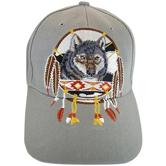 Native Pride Wolf Men's Adjustable Baseball Cap (S1-Gray)