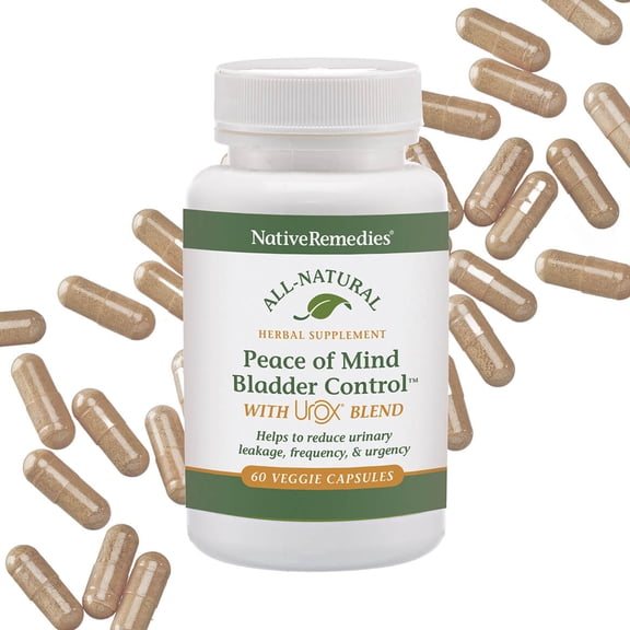 Native Remedies Peace of Mind Bladder Control with Urox - Natural Bladder Support with Urox Blend for Women & Men with Overactive Bladders, Reduce Nig