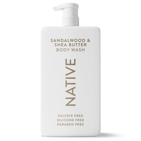 Native Body Wash, Sandalwood & Shea Butter, Sulfate Free, Naturally Derived Ingredients, 24hr Freshness, for Women & Men, 36oz