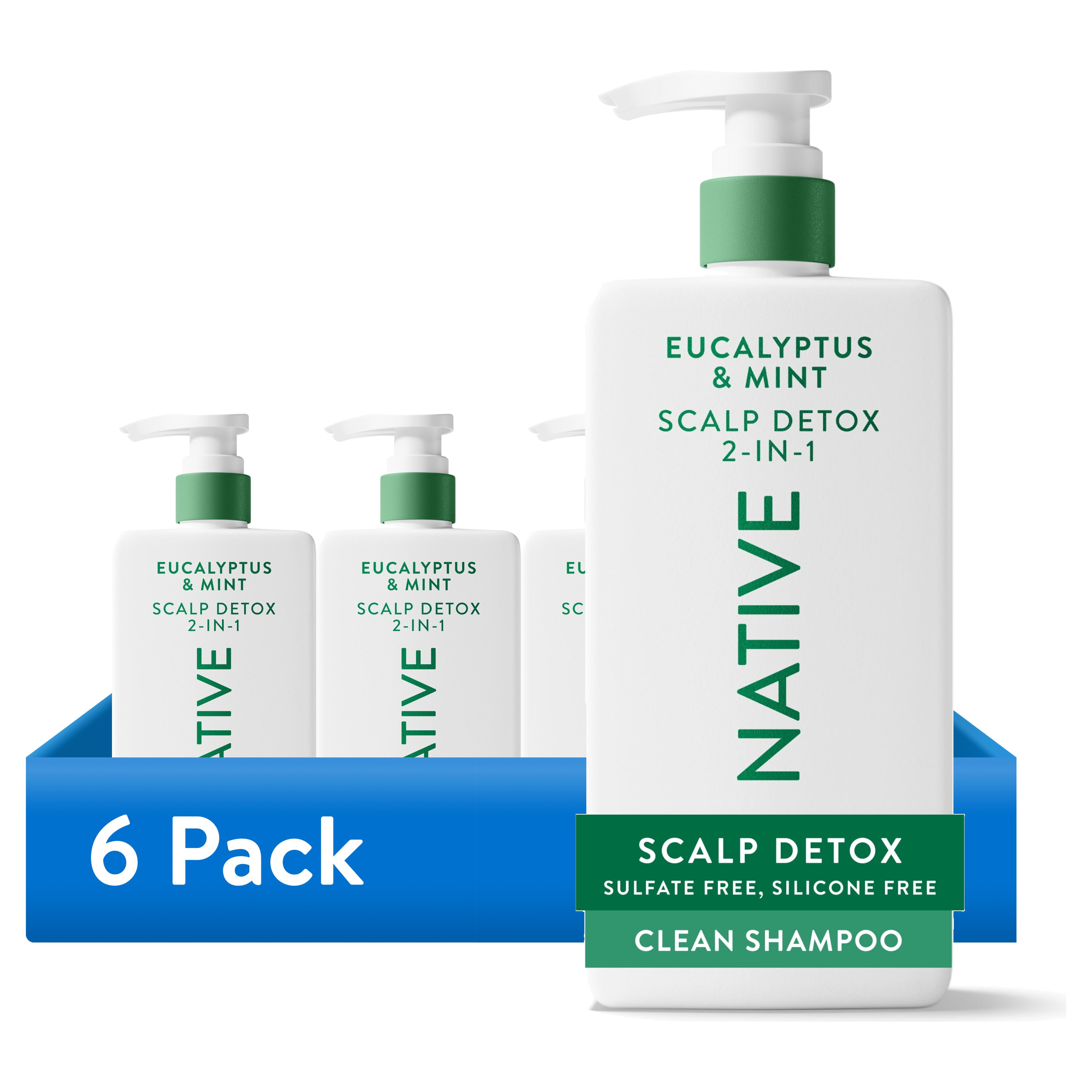 6 pack) Native Scalp Detox Eucalyptus and Mint 2 in 1 Shampoo and