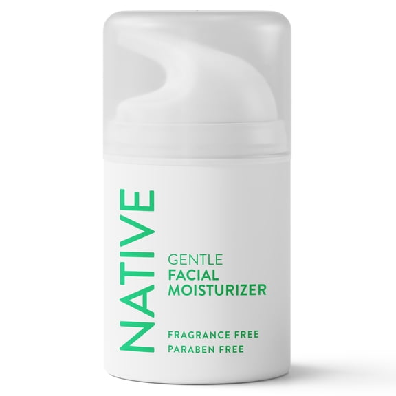 Native Gentle Facial Moisturizer for Sensitive Skin, Silicone Free, Fragrance Free, with Vitamin B3 and Aloe, Dermatologist Tested, 1.7 oz